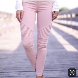 Beulah moto pants in pink